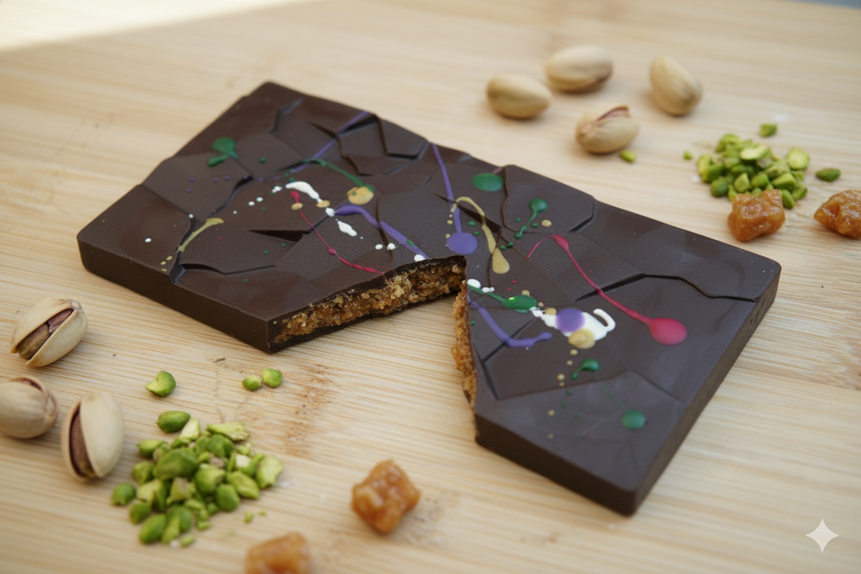 Roasted Crunchy Pistachio Praline - Crackle Chocolate - 200g