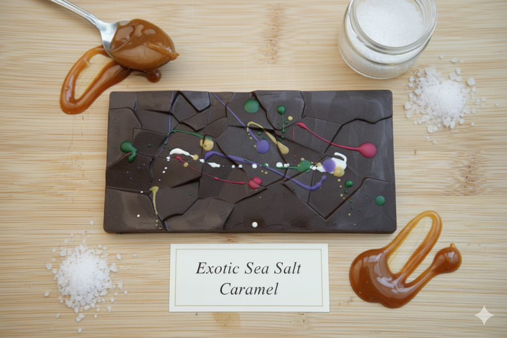 Exotic Sea Salt Caramel - Crackle Chocolate Bar - 200g