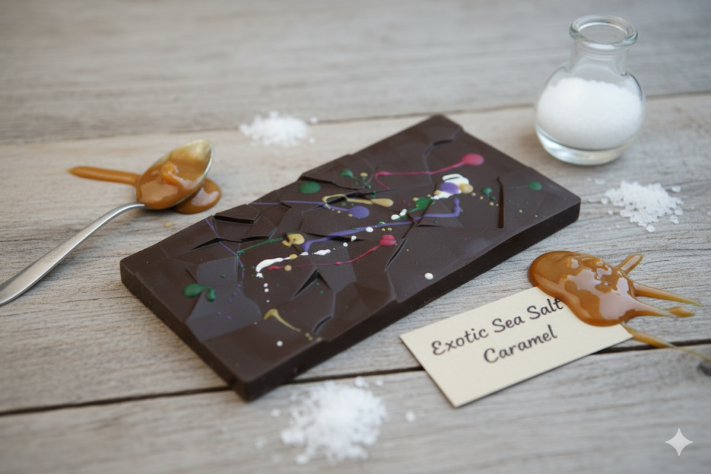 Exotic Sea Salt Caramel - Crackle Chocolate Bar - 200g